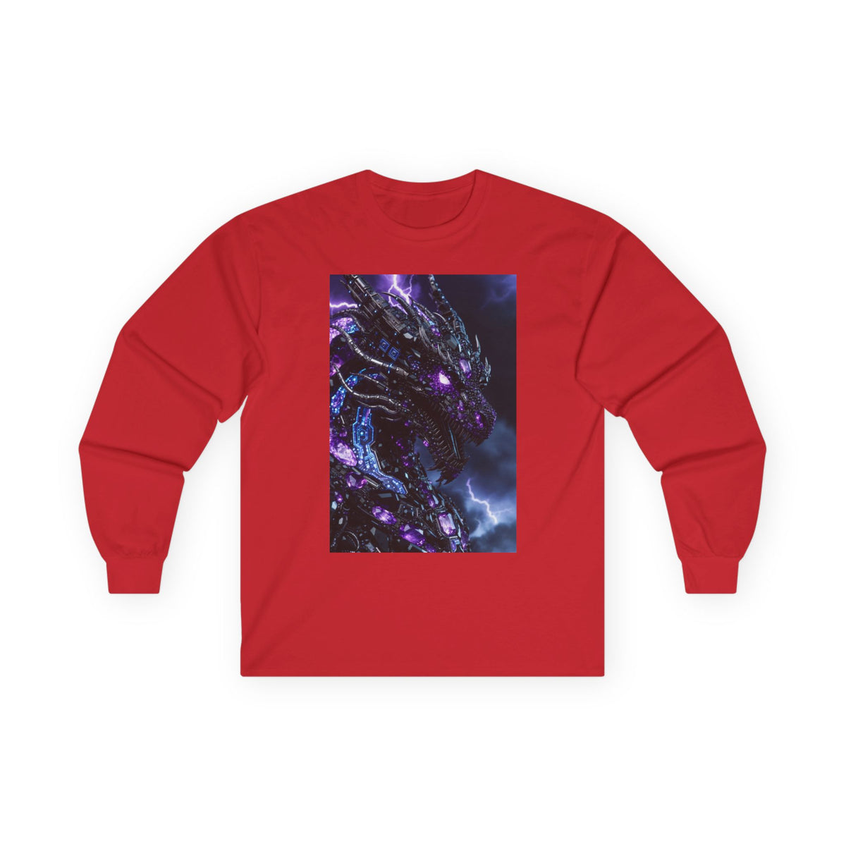 A Cosmic Dragon Pocket Long Sleeve Tee — Neon Galaxy Illustration