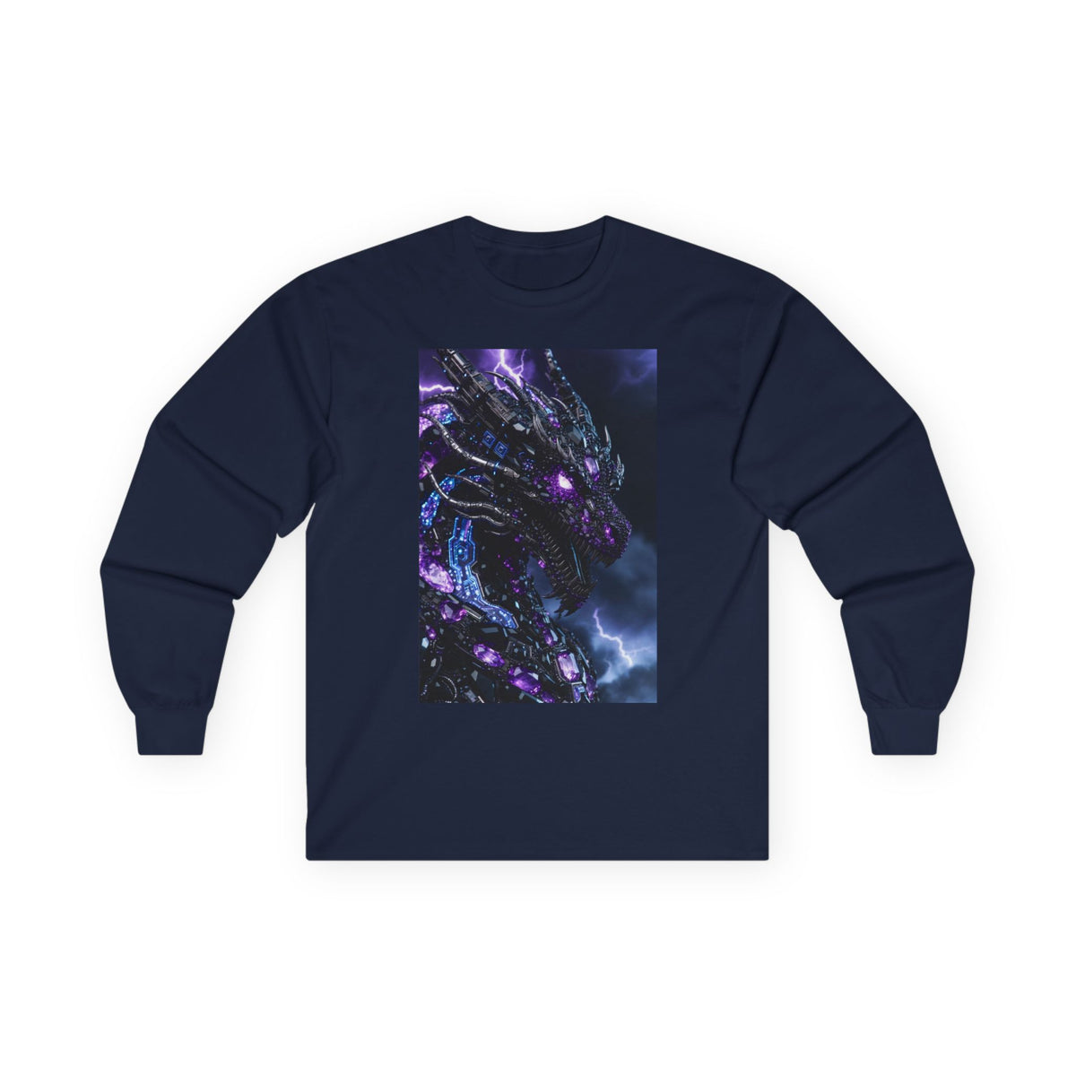 A Cosmic Dragon Pocket Long Sleeve Tee — Neon Galaxy Illustration