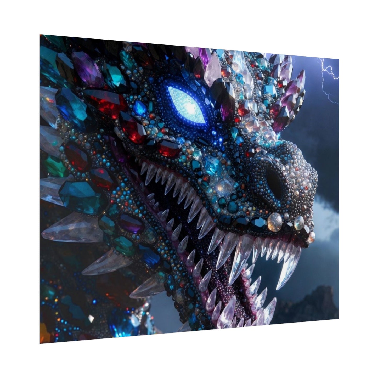Dragon Crystal Poster — Fantasy Gem-Encrusted Dragon Wall Art (Rolled Poster)