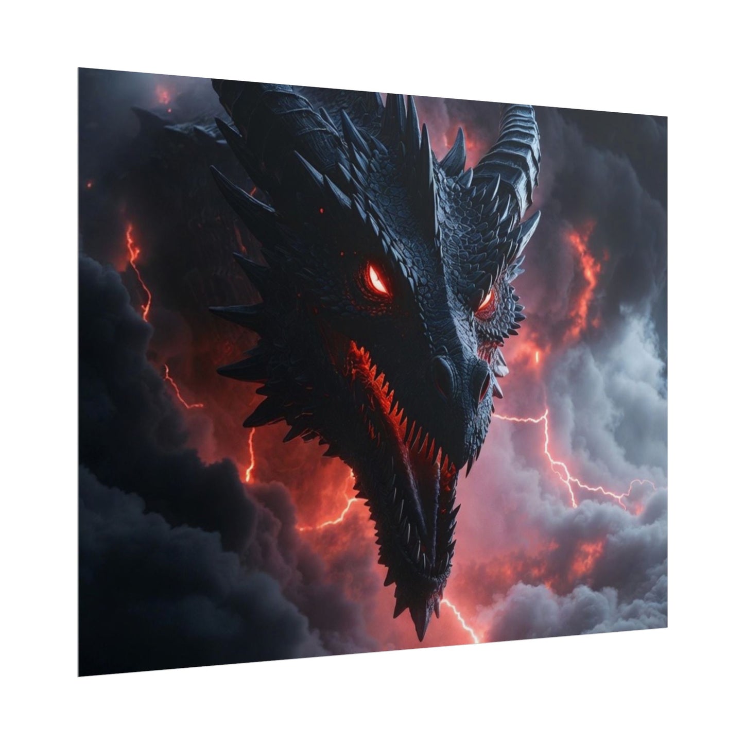 Dragon Storm Rolled Poster — Dark Fantasy Dragon Wall Art