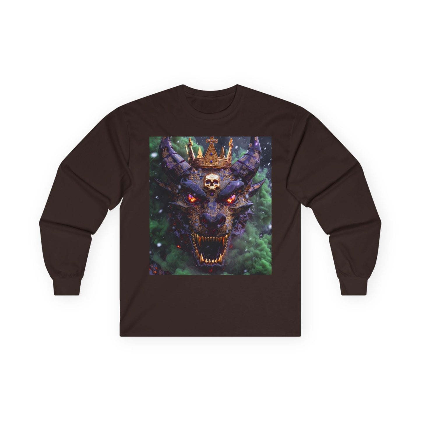Dragon Demon Skull Long Sleeve Tee — Gothic Fantasy Graphic Shirt
