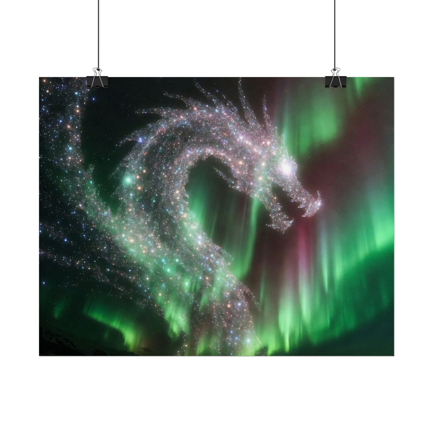 Aurora Dragon Poster — Northern Lights Fantasy Art Print
