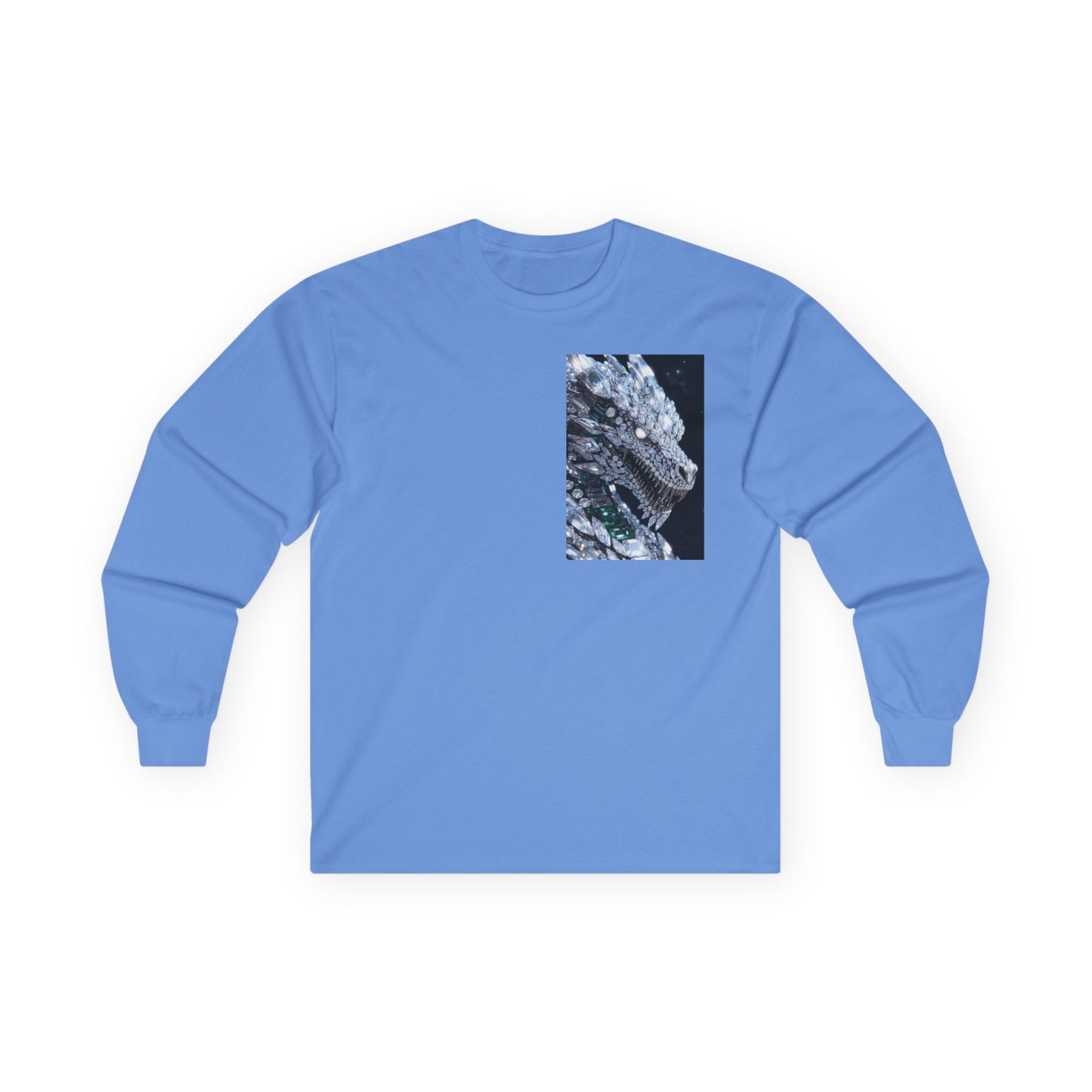 Long Sleeve Tee — Abstract Iridescent Crystal Photo Pocket Print