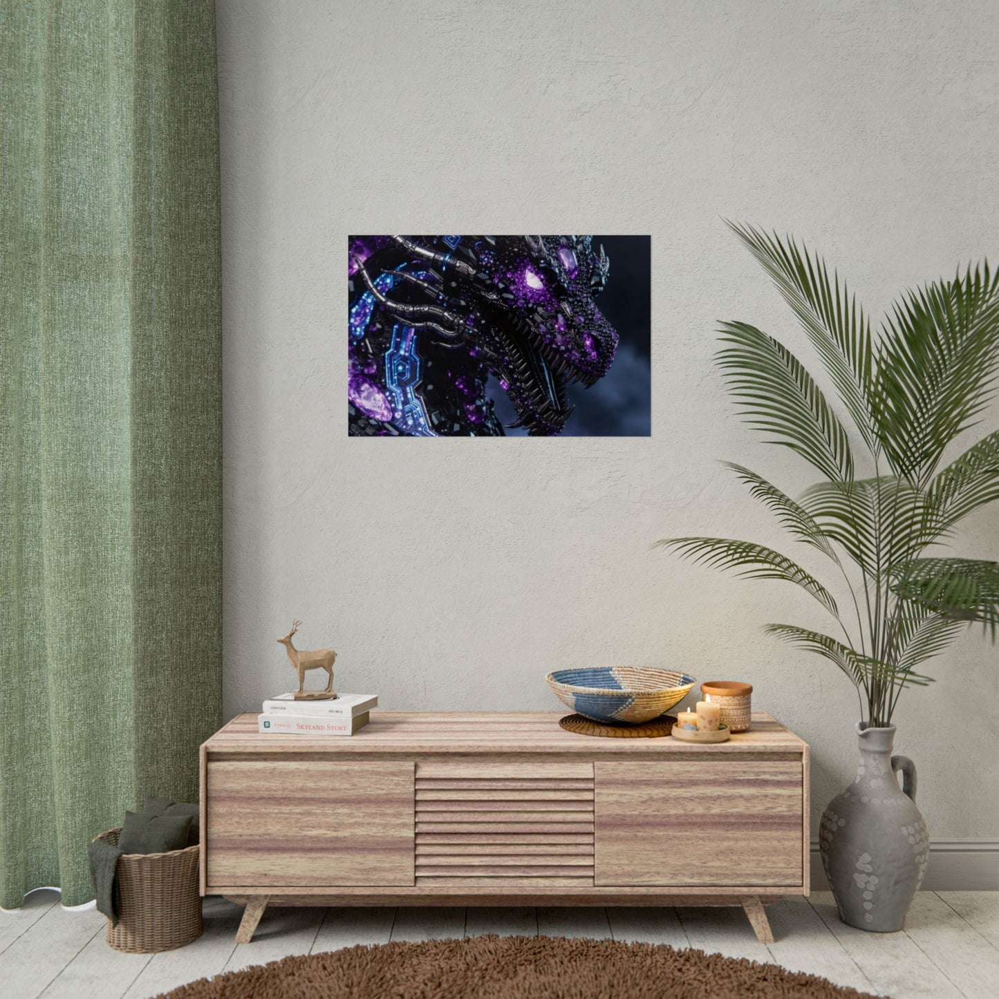 Rolled Poster — Cyberpunk Dragon Storm Art Print