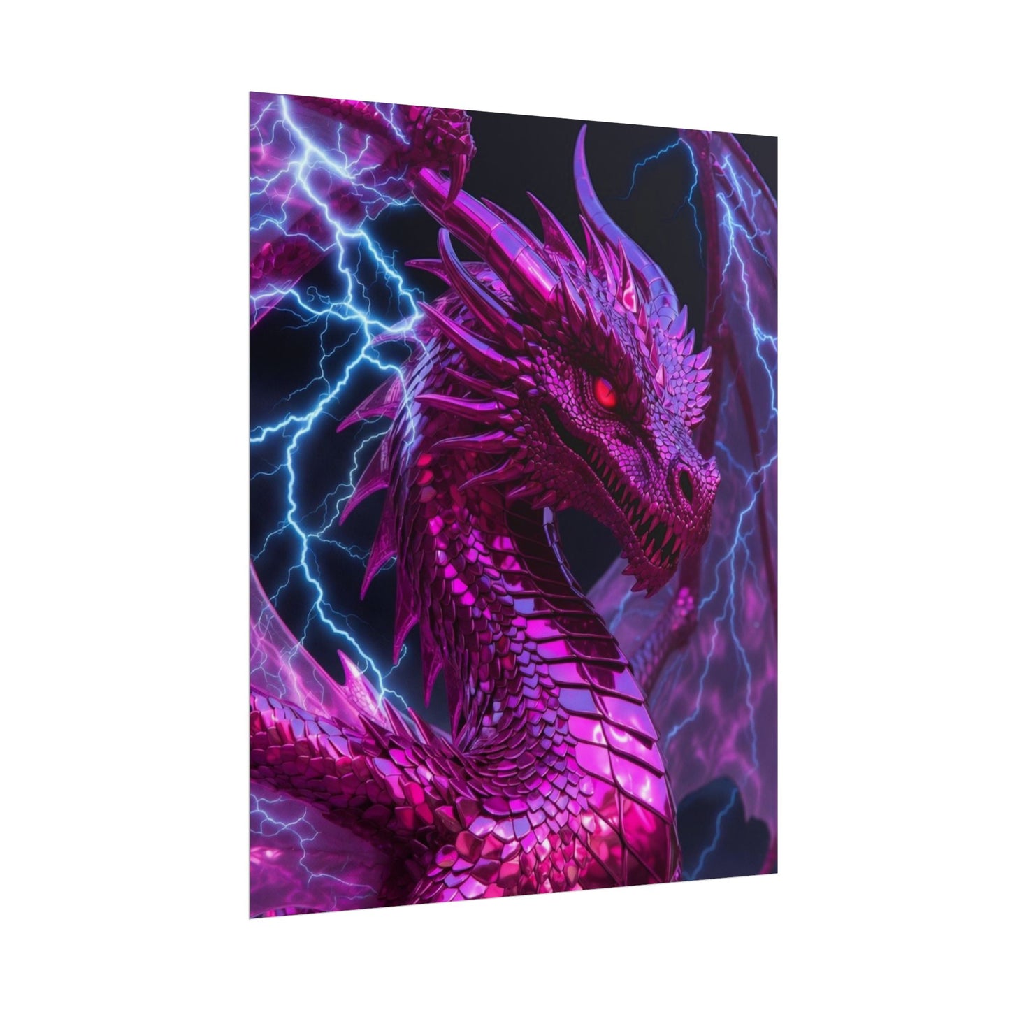 Pink Electric Dragon Poster — Fantasy Wall Art Rolled Poster