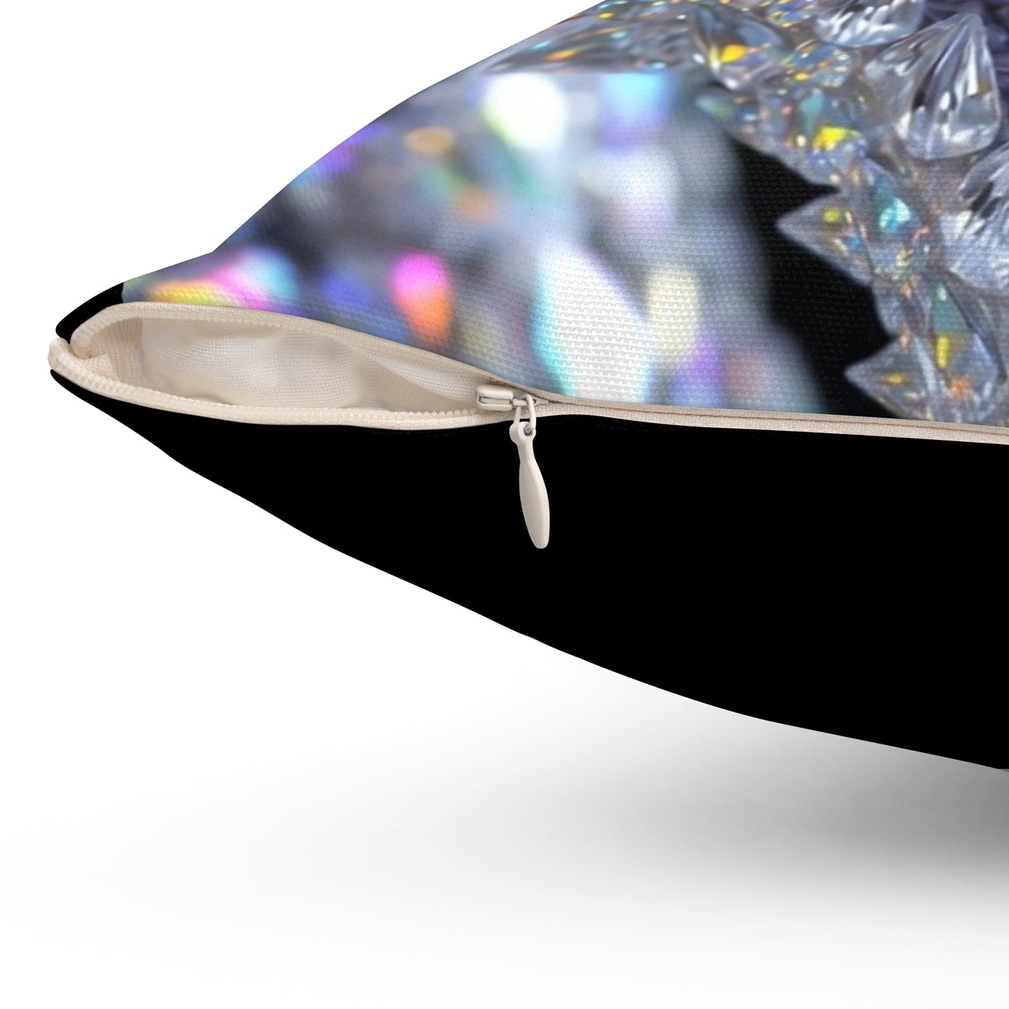 Crystal Dragon Decorative Pillow — Sparkling Gemstone Fantasy Throw Cushion