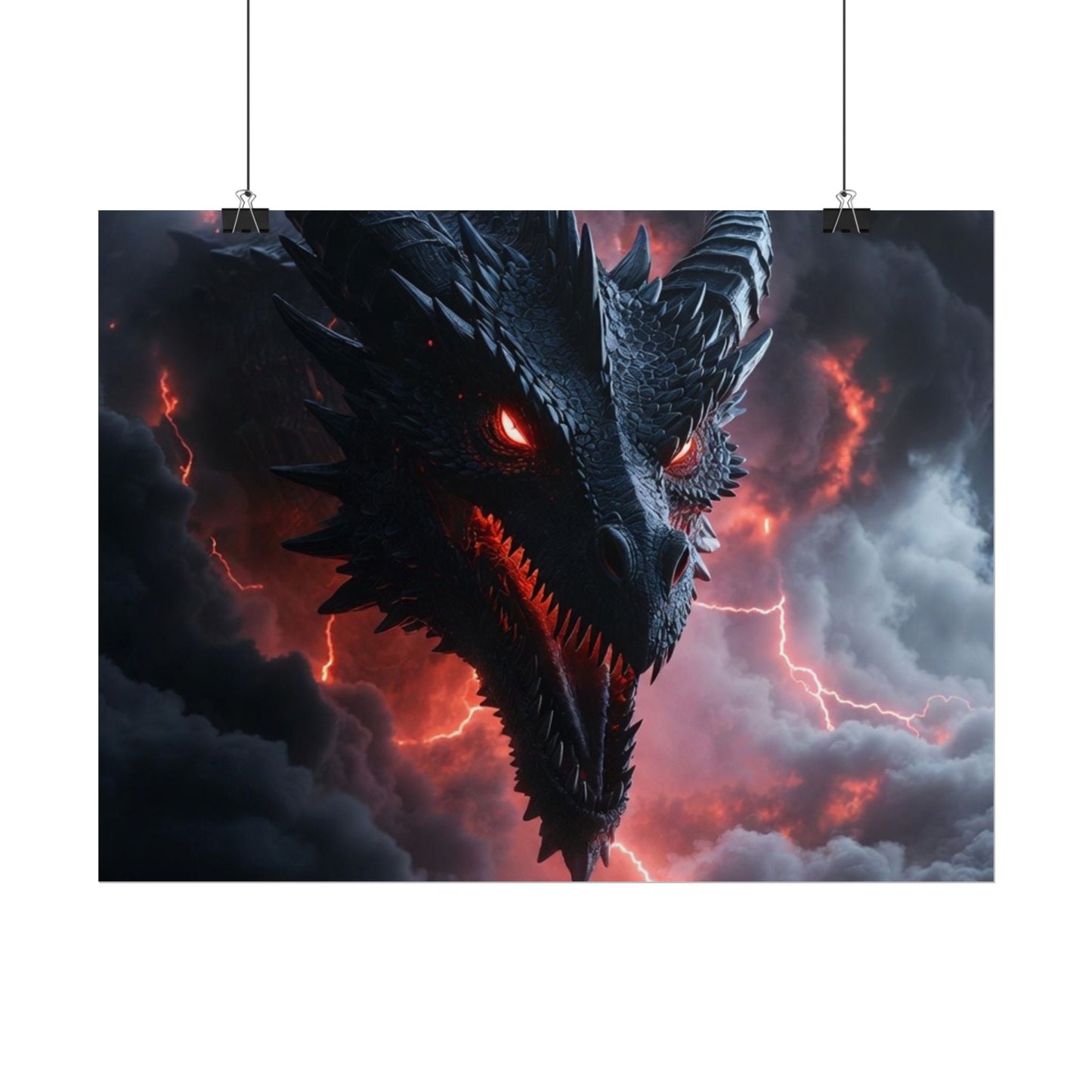 Dragon Storm Rolled Poster — Dark Fantasy Dragon Wall Art