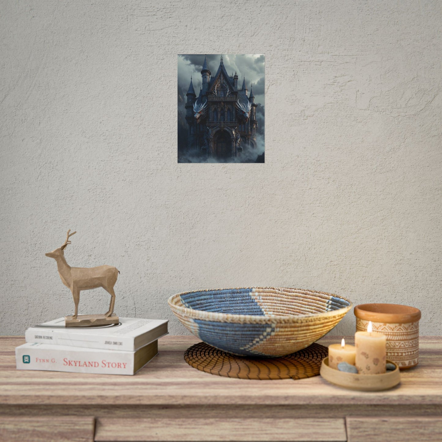 Gothic Dragon Castle Rolled Poster — Dark Fantasy Wall Art