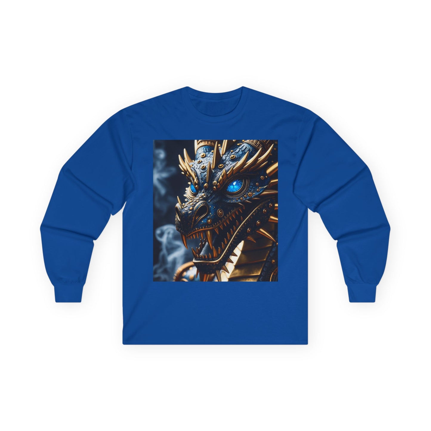 Dragon Graphic Long Sleeve Tee — Blue Eye Fantasy Dragon Shirt