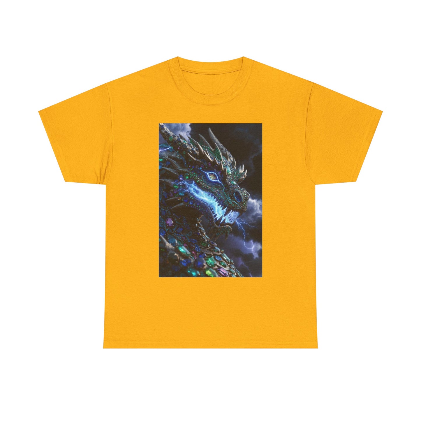 Dragon Portrait T‑Shirt — Neon Blue Fantasy Dragon Graphic Tee