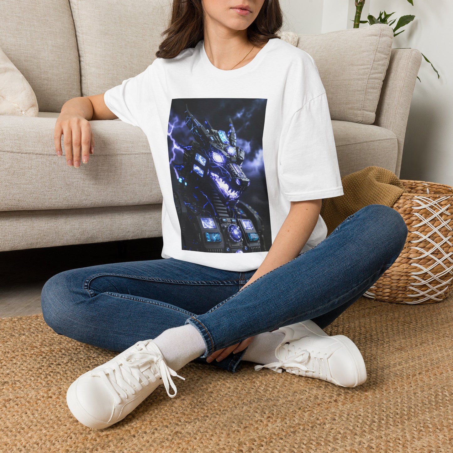 A Dragon Mech Lightning T-Shirt — Cyber Dragon Graphic Tee