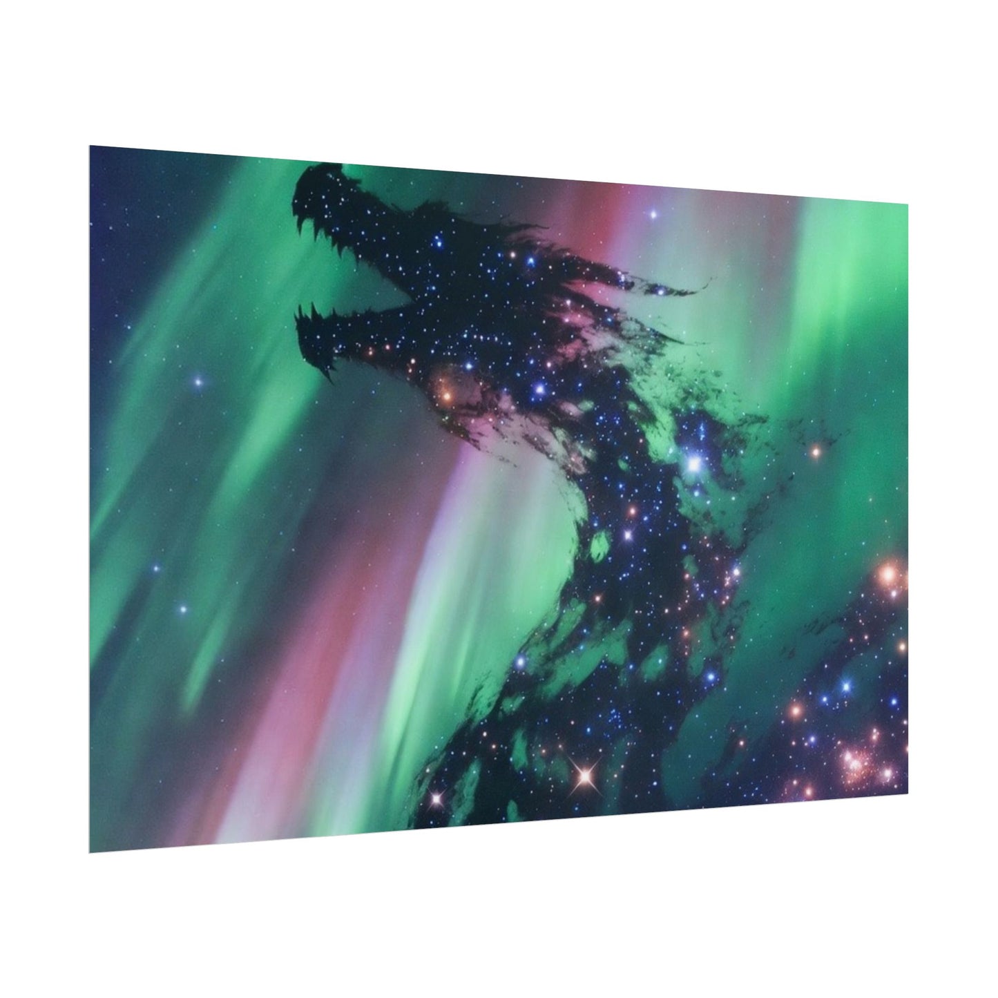 Aurora Dragon Poster — Cosmic Northern Lights Wall Art (Rolled Poster)