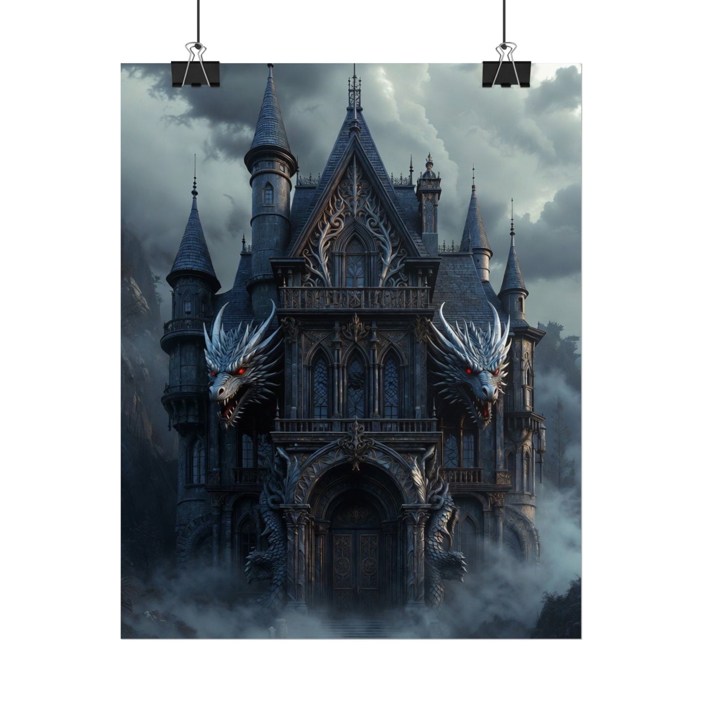 Gothic Dragon Castle Rolled Poster — Dark Fantasy Wall Art