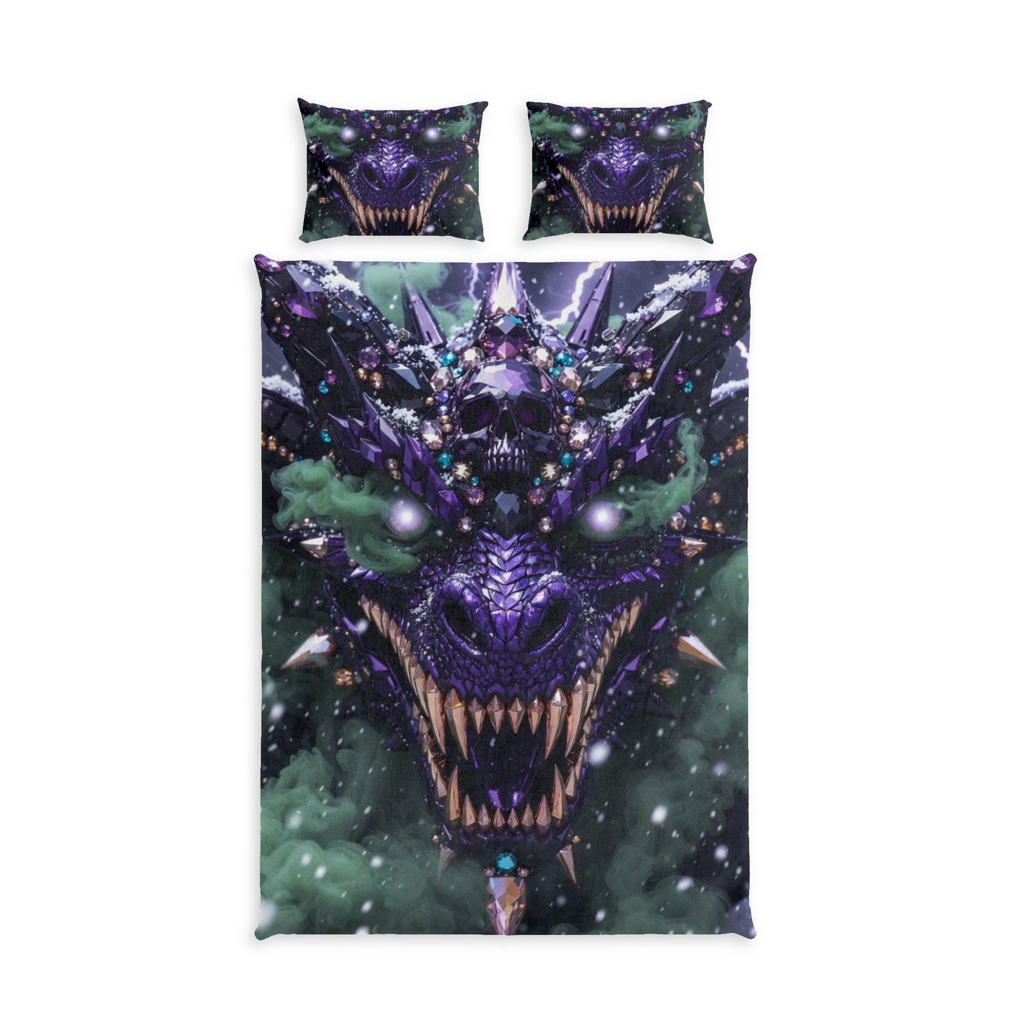 A Dragon Face Duvet Cover Set – Purple Cosmic Dragon Bedding