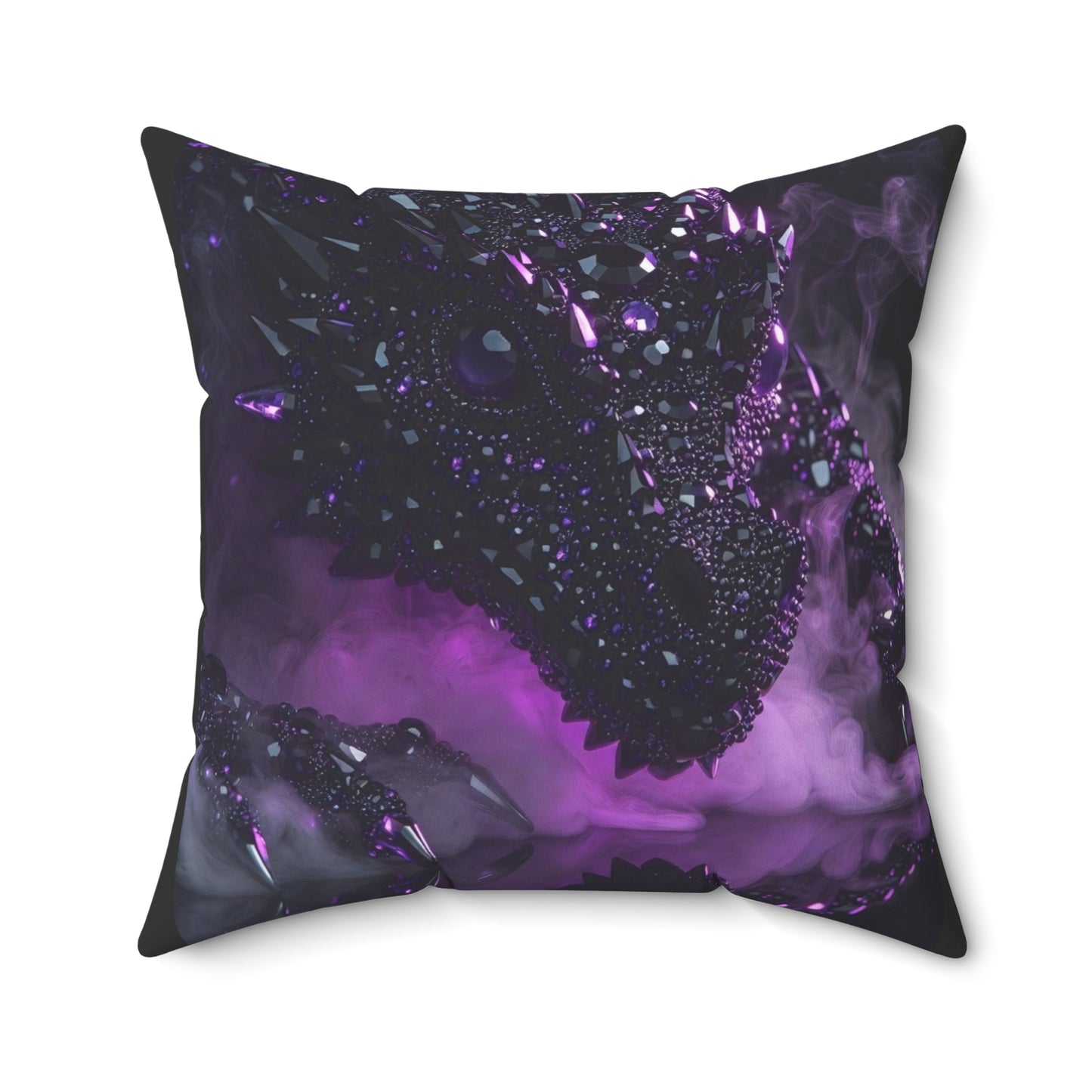 Dragon Art Throw Pillow — Purple Fantasy Reptile Decorative Cushion