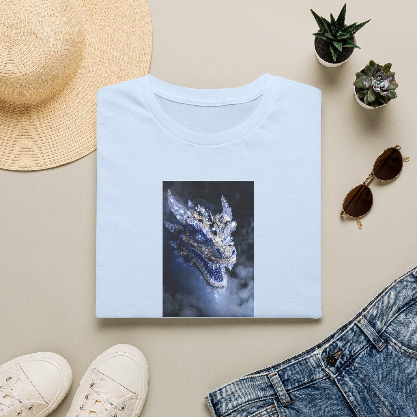 Dragon Portrait T-Shirt — Mystical Blue Dragon Art Tee