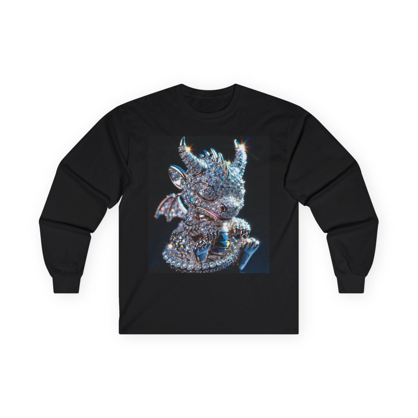 Dragon Head Long Sleeve Tee — Iridescent Fantasy Skull Graphic