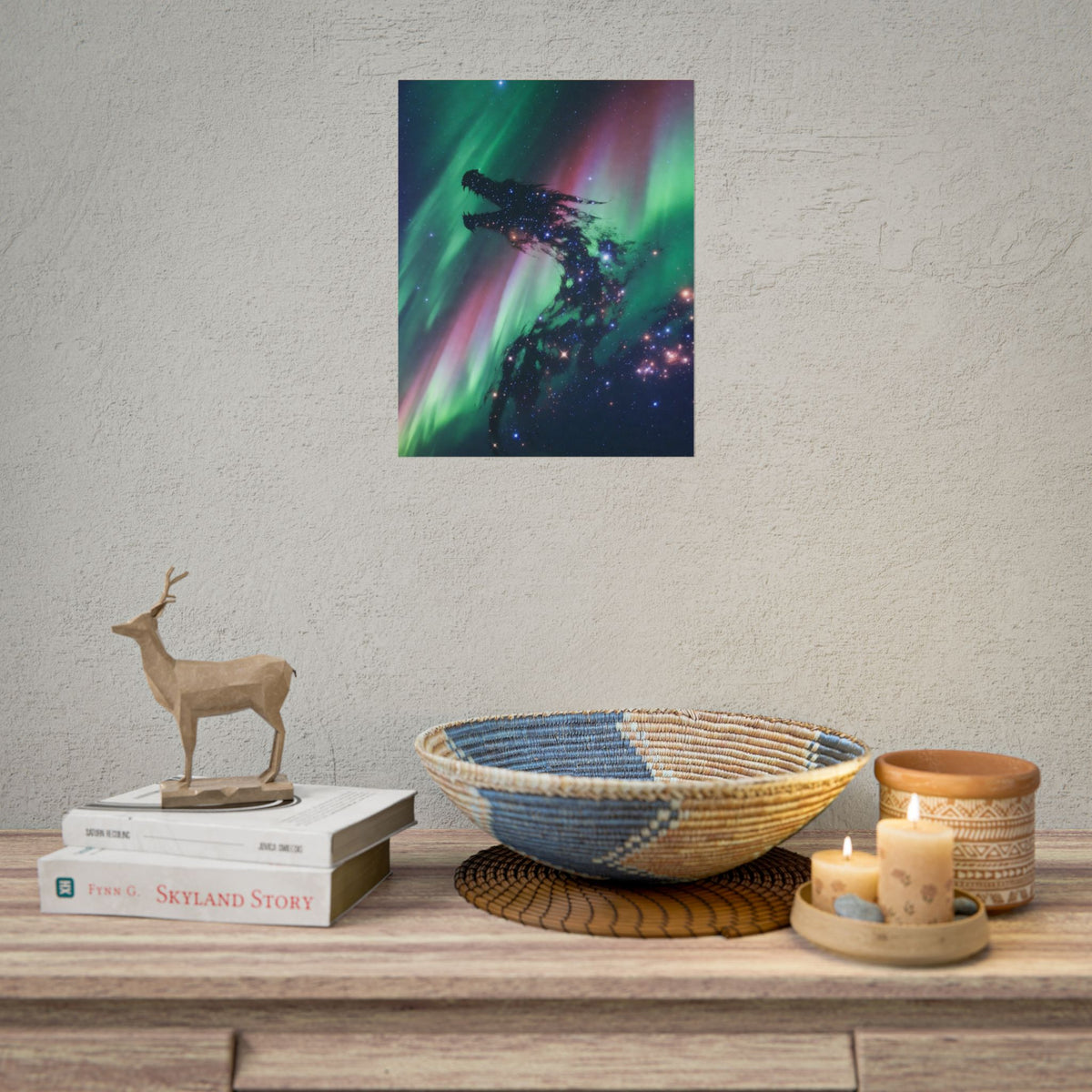 Aurora Dragon Poster — Cosmic Northern Lights Wall Art (Rolled Poster)