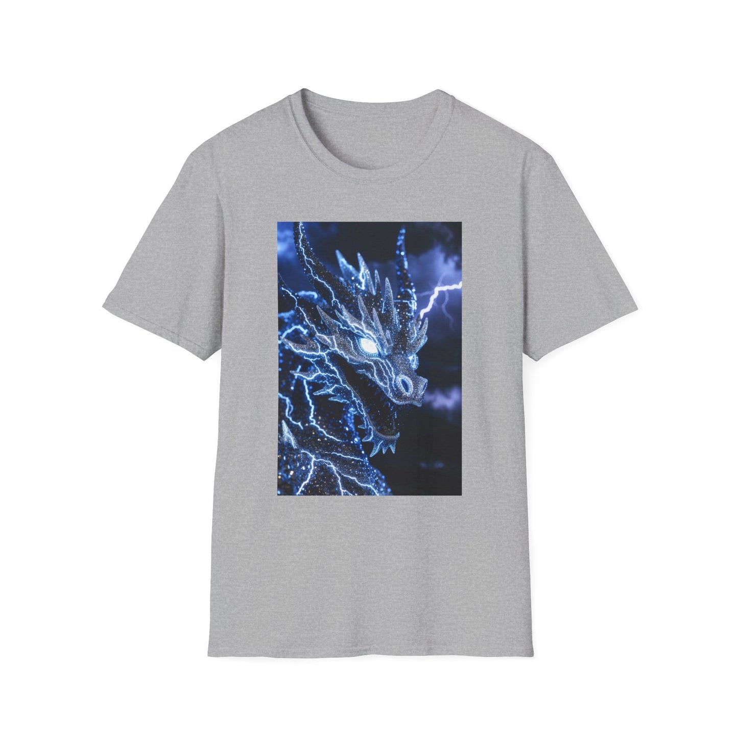 Lightning Dragon T-Shirt — Electric Blue Mythical Dragon Graphic Tee