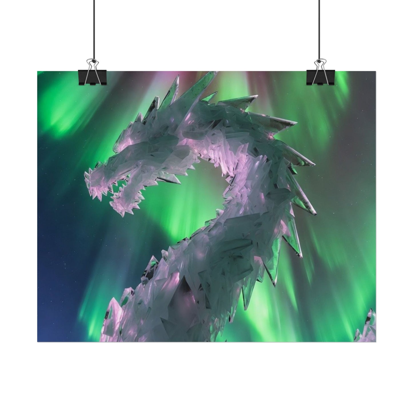 Aurora Ice Dragon Poster — Fantasy Wall Art Rolled Poster