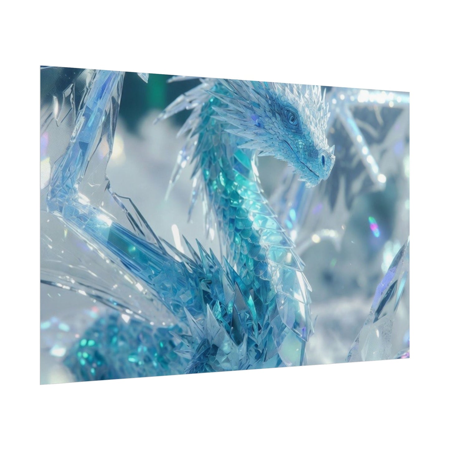 Ice Crystal Dragon Poster — Fantasy Aurora Wall Art (Rolled Poster)