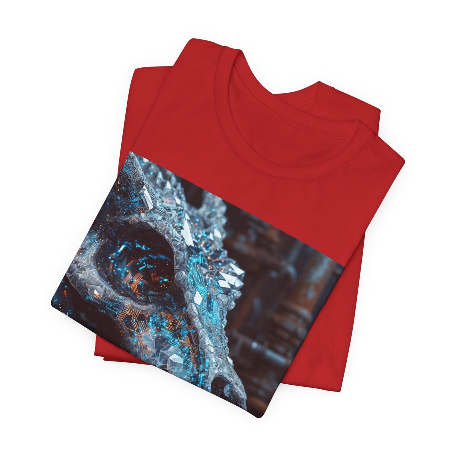 Dragon Skull Graphic Tee — Iridescent Fossil Art T-Shirt