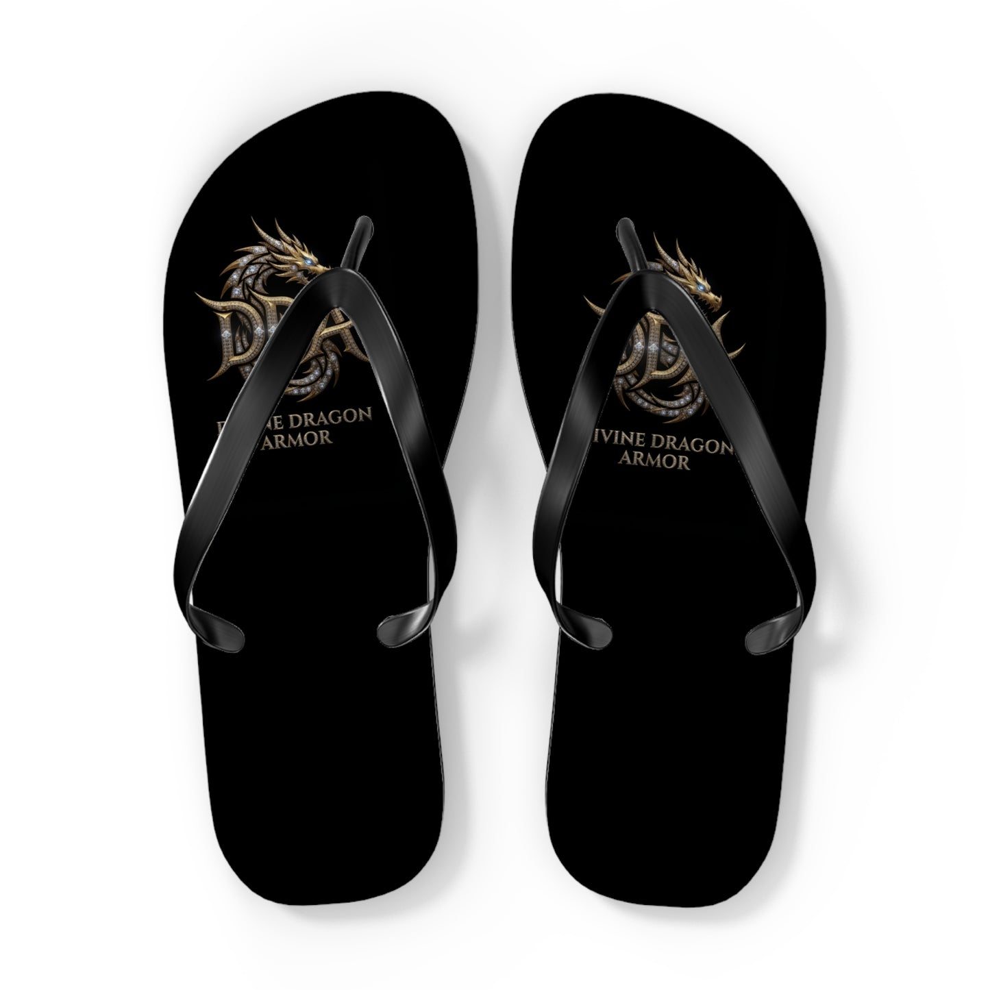 Dragon Armor Flip Flops – Black Fantasy Shield Beach Sandals