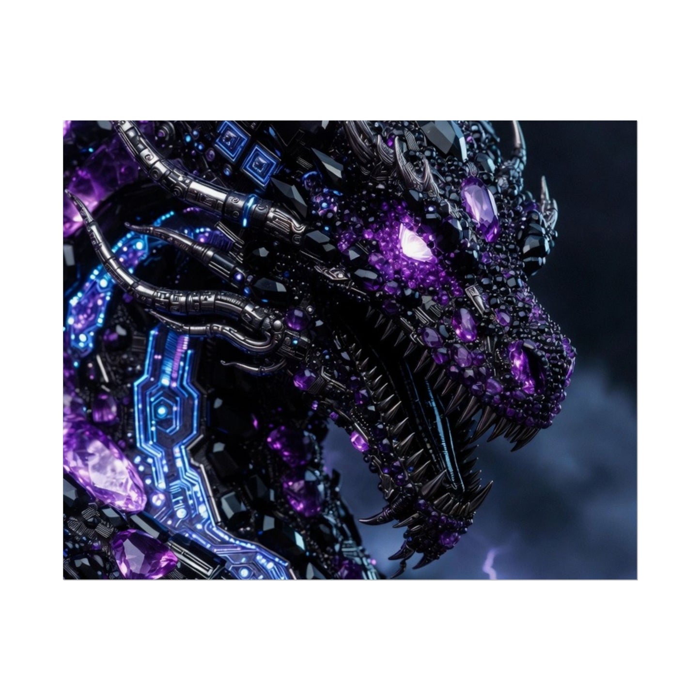 Rolled Poster — Cyberpunk Dragon Storm Art Print