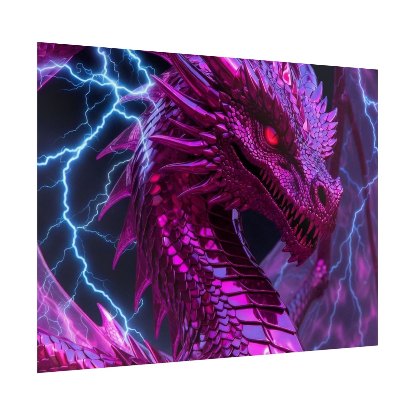 Pink Electric Dragon Poster — Fantasy Wall Art Rolled Poster
