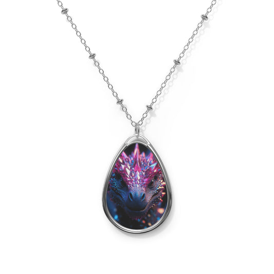 Mystic Dragon Tear Oval Necklace — Fantasy Pendant Jewelry