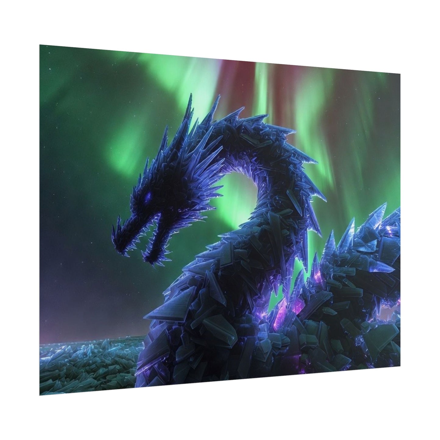 Aurora Crystal Dragon Poster — Fantasy Wall Art Print