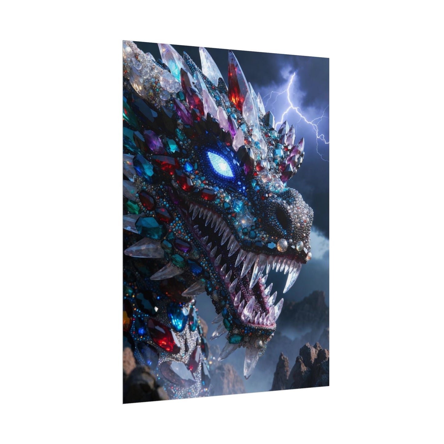 Dragon Crystal Poster — Fantasy Gem-Encrusted Dragon Wall Art (Rolled Poster)
