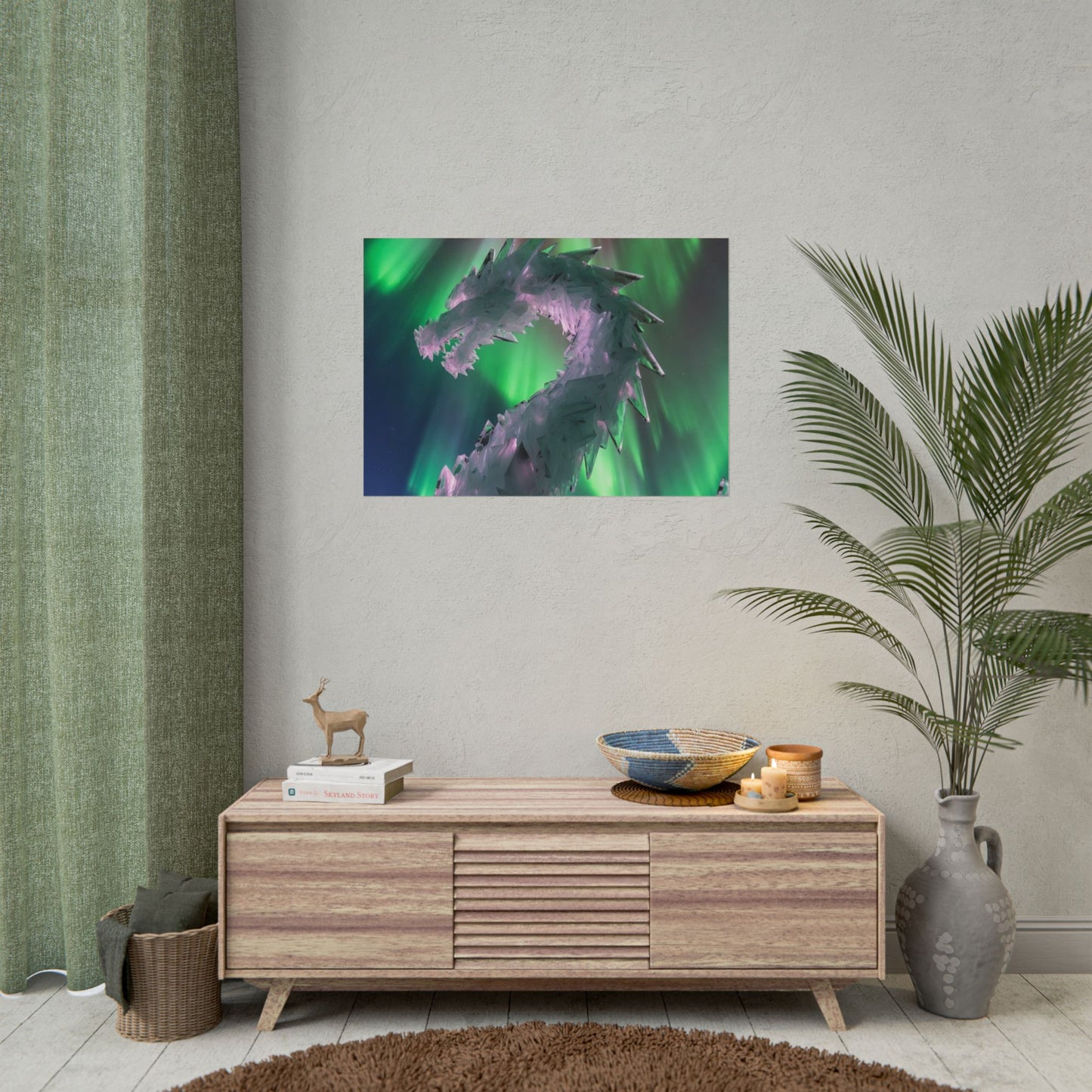 Aurora Ice Dragon Poster — Fantasy Wall Art Rolled Poster