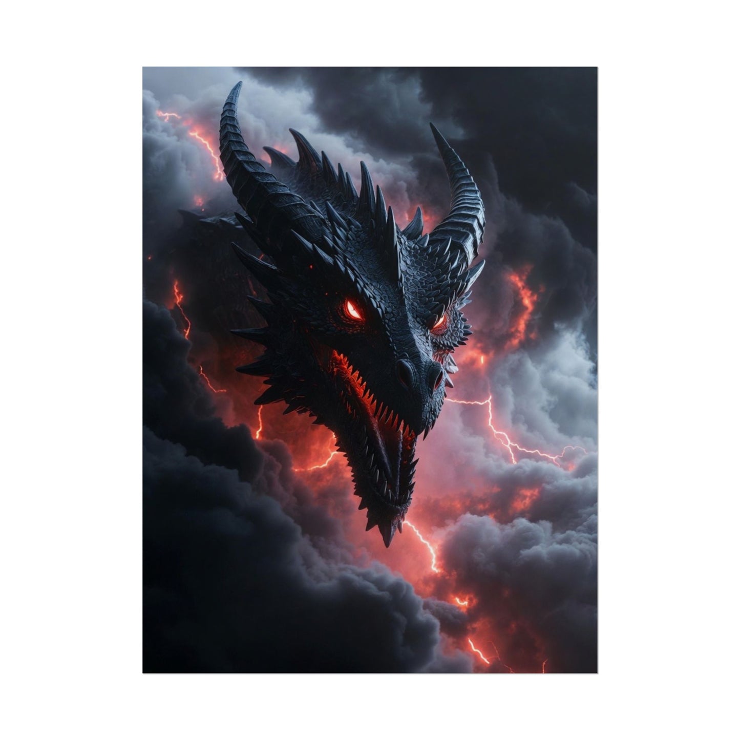 Dragon Storm Rolled Poster — Dark Fantasy Dragon Wall Art