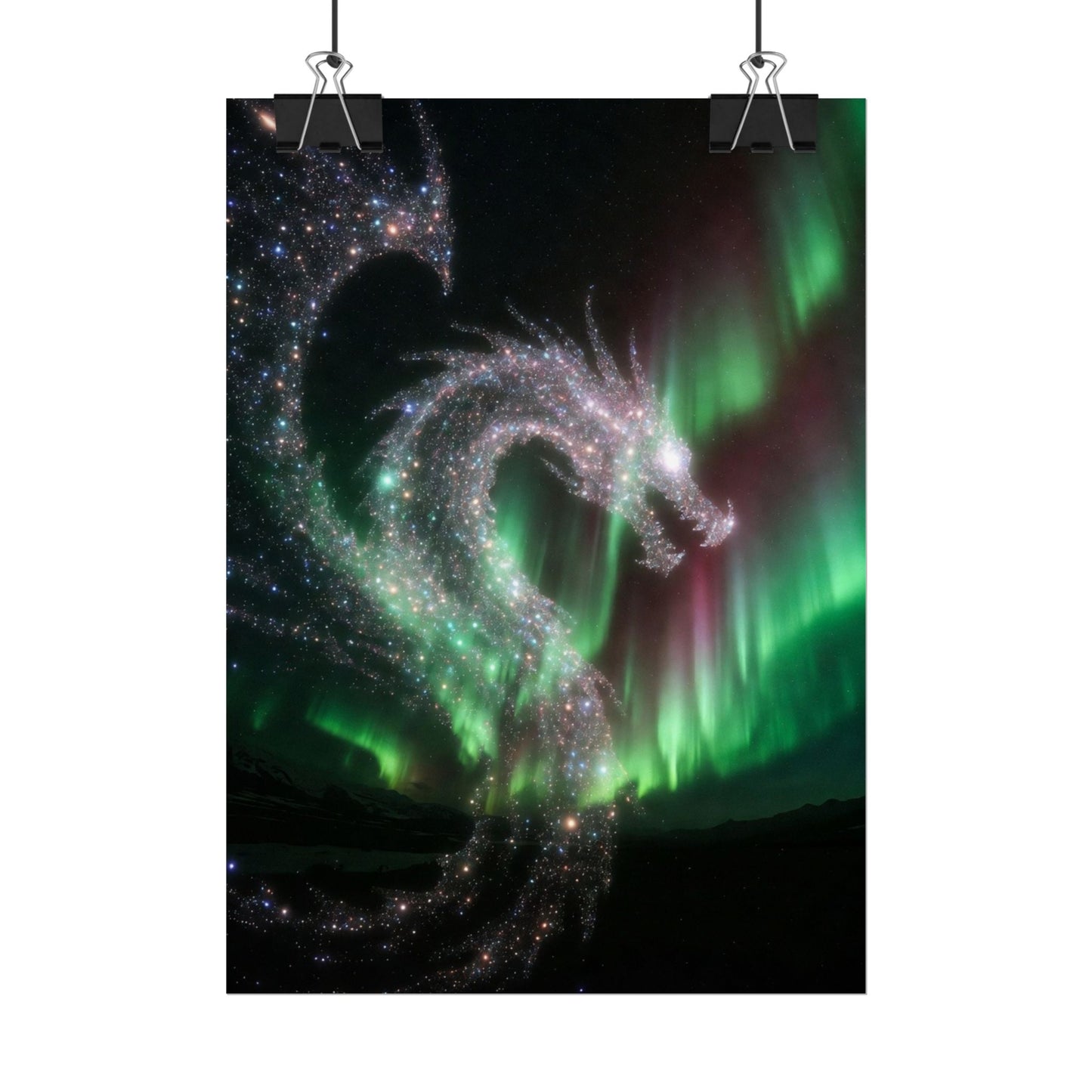 Aurora Dragon Poster — Northern Lights Fantasy Art Print