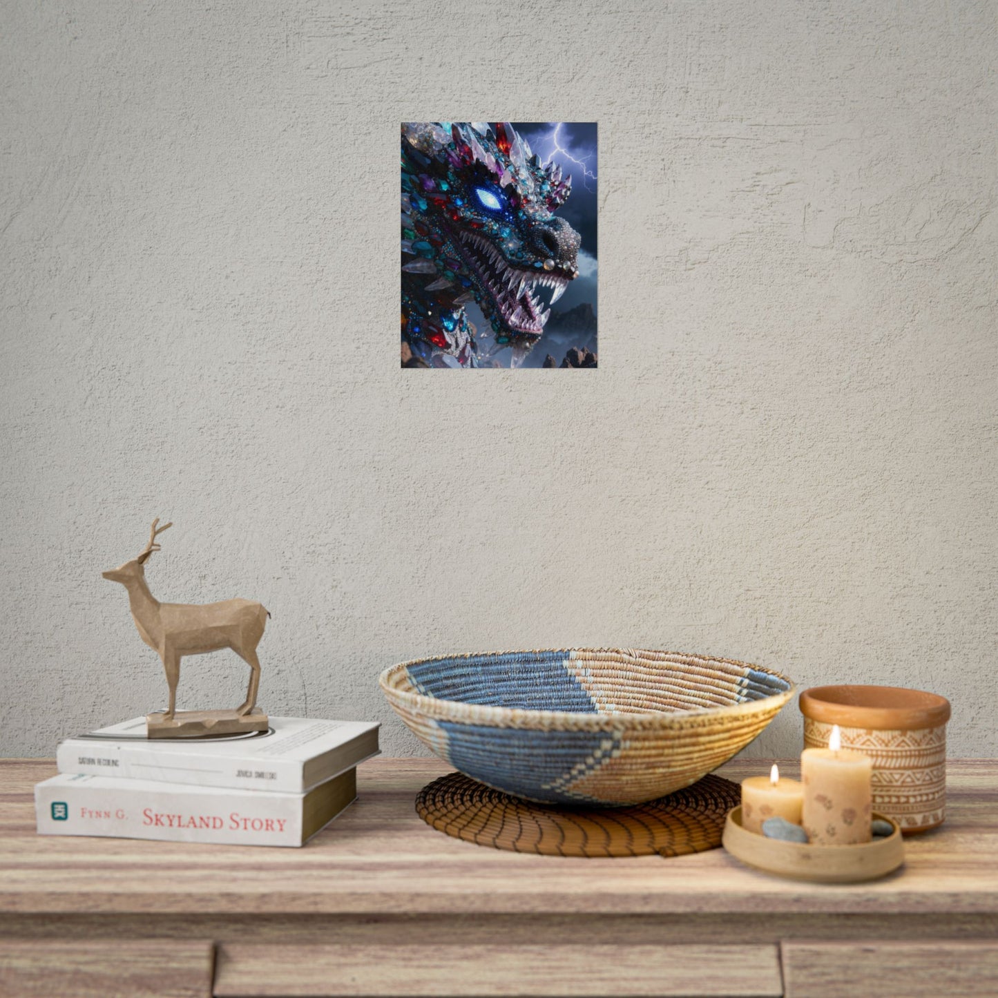 Dragon Crystal Poster — Fantasy Gem-Encrusted Dragon Wall Art (Rolled Poster)