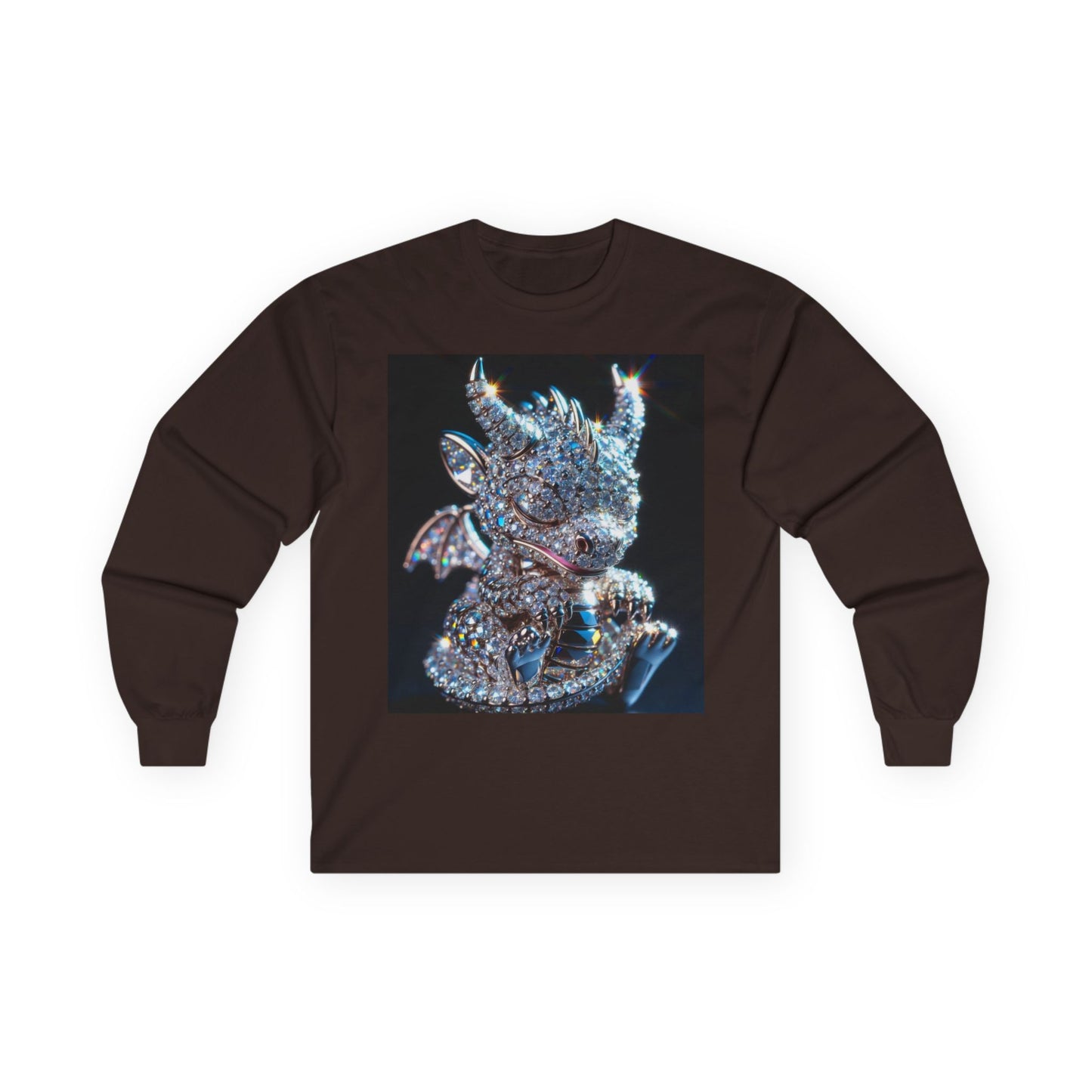 Dragon Head Long Sleeve Tee — Iridescent Fantasy Skull Graphic