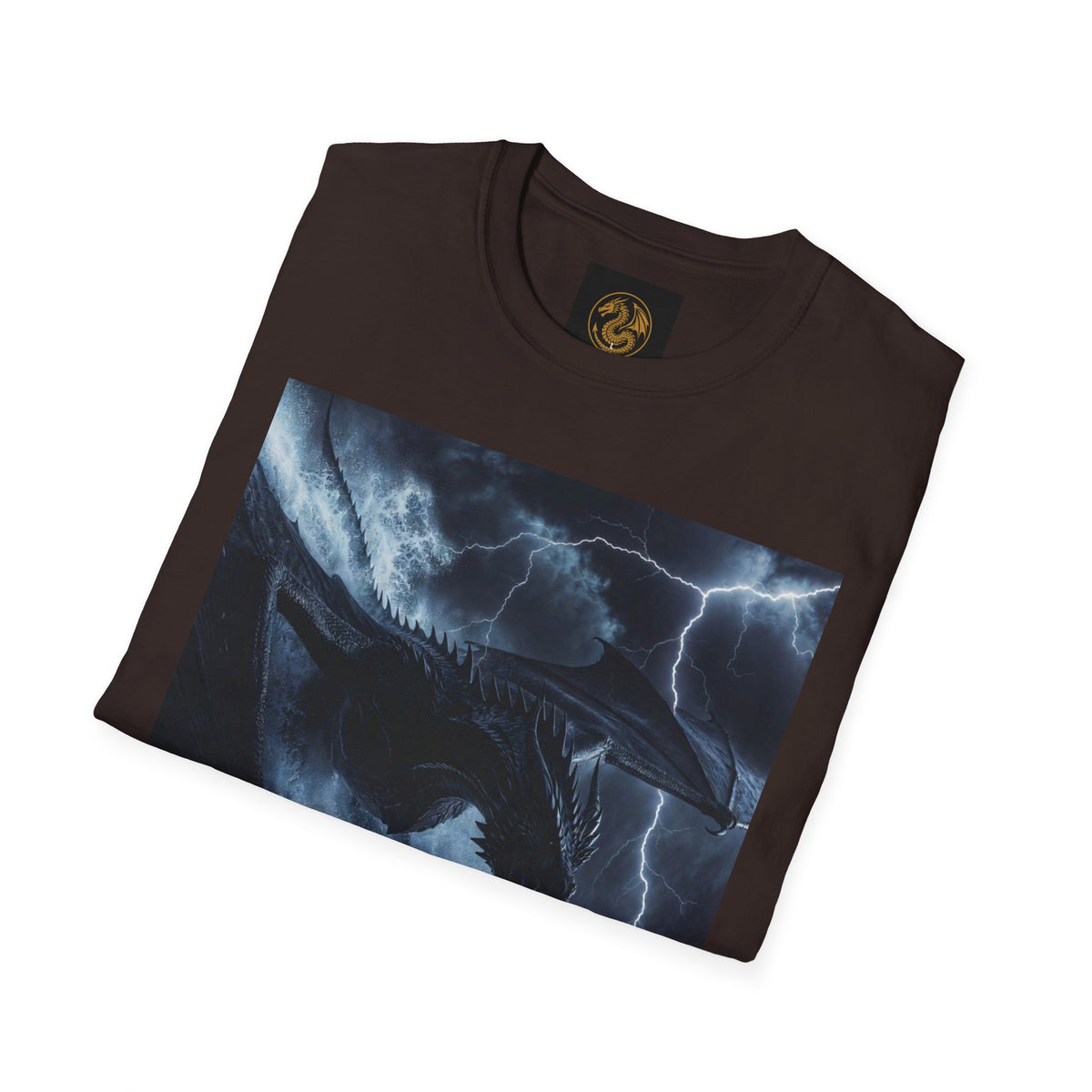 A Stormy Oceanic Dragon T-Shirt — Dark Ocean Lightning Graphic Tee