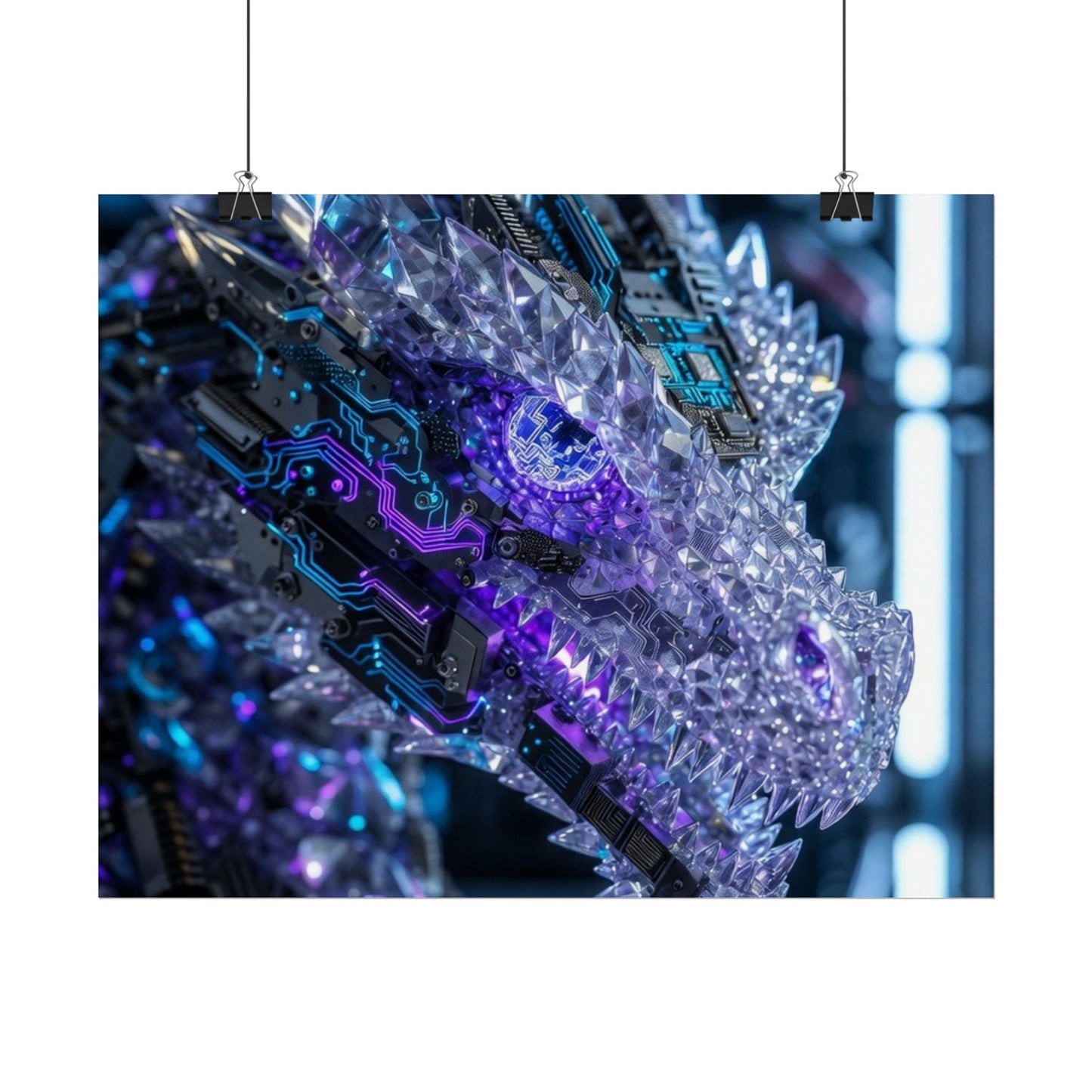 Rolled Poster — Cyber Crystal Dragon Art Print