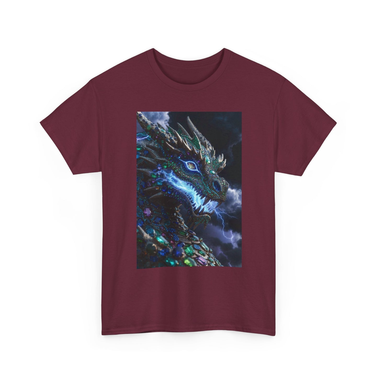 Dragon Portrait T‑Shirt — Neon Blue Fantasy Dragon Graphic Tee