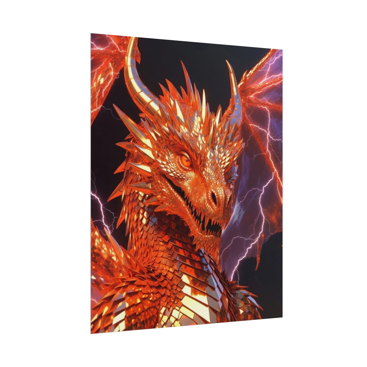 Orange Lightning Dragon Poster — Fantasy Wall Art for Gamers & Fans