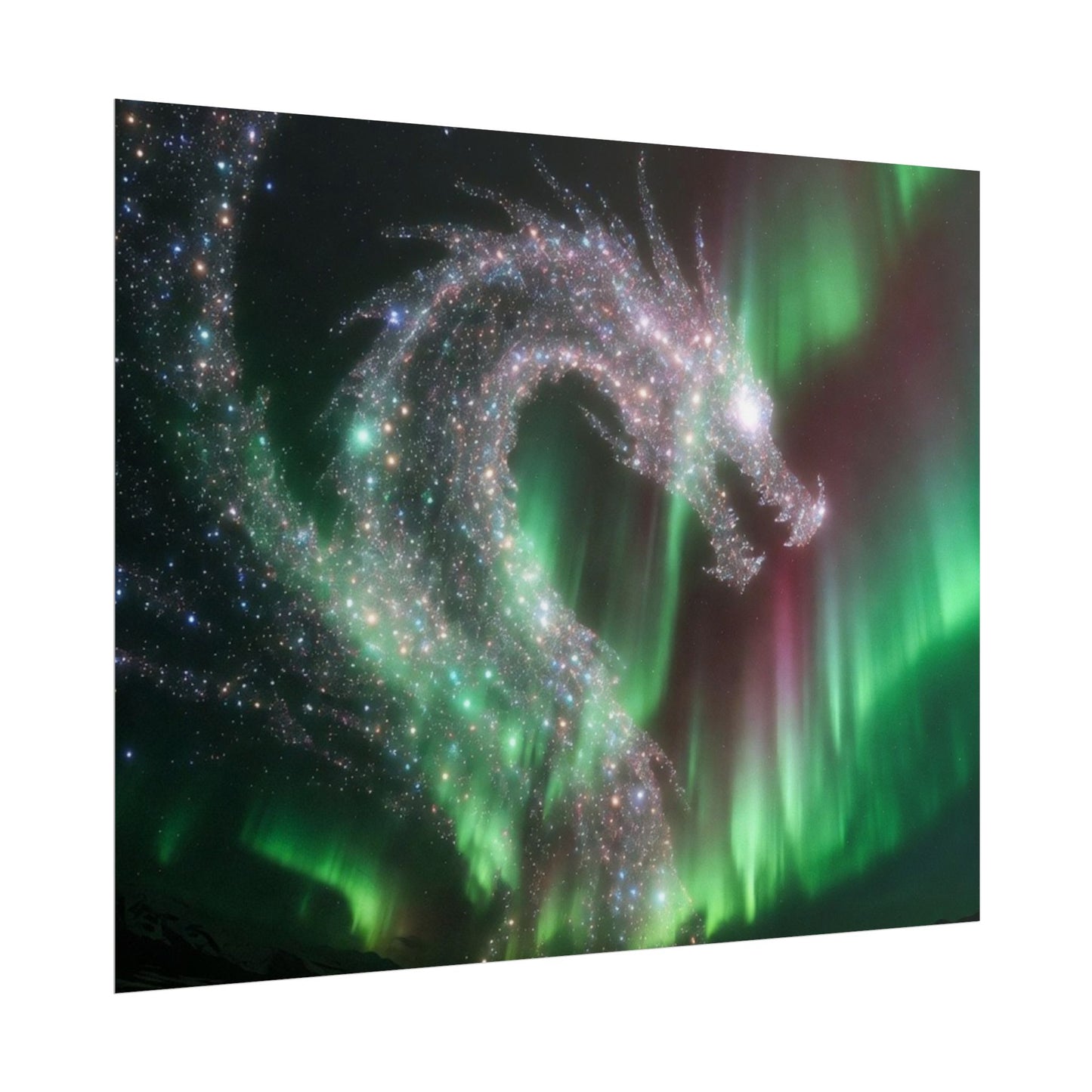 Aurora Dragon Poster — Northern Lights Fantasy Art Print