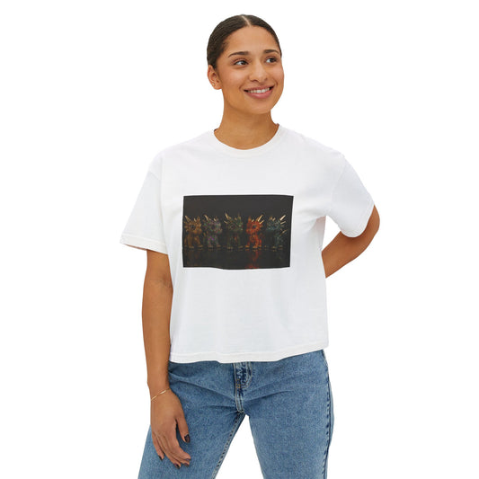 Colorful Creature Women's Boxy Tee, Cute Graphic Tee, Casual Shirt, Summer Top, Gift for Gamers, Relaxed Fit T-Shirt