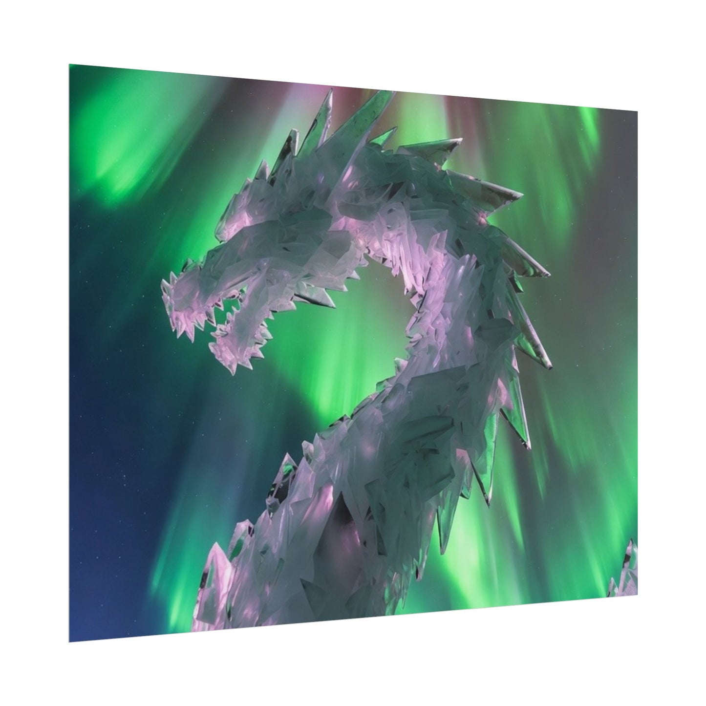 Aurora Ice Dragon Poster — Fantasy Wall Art Rolled Poster