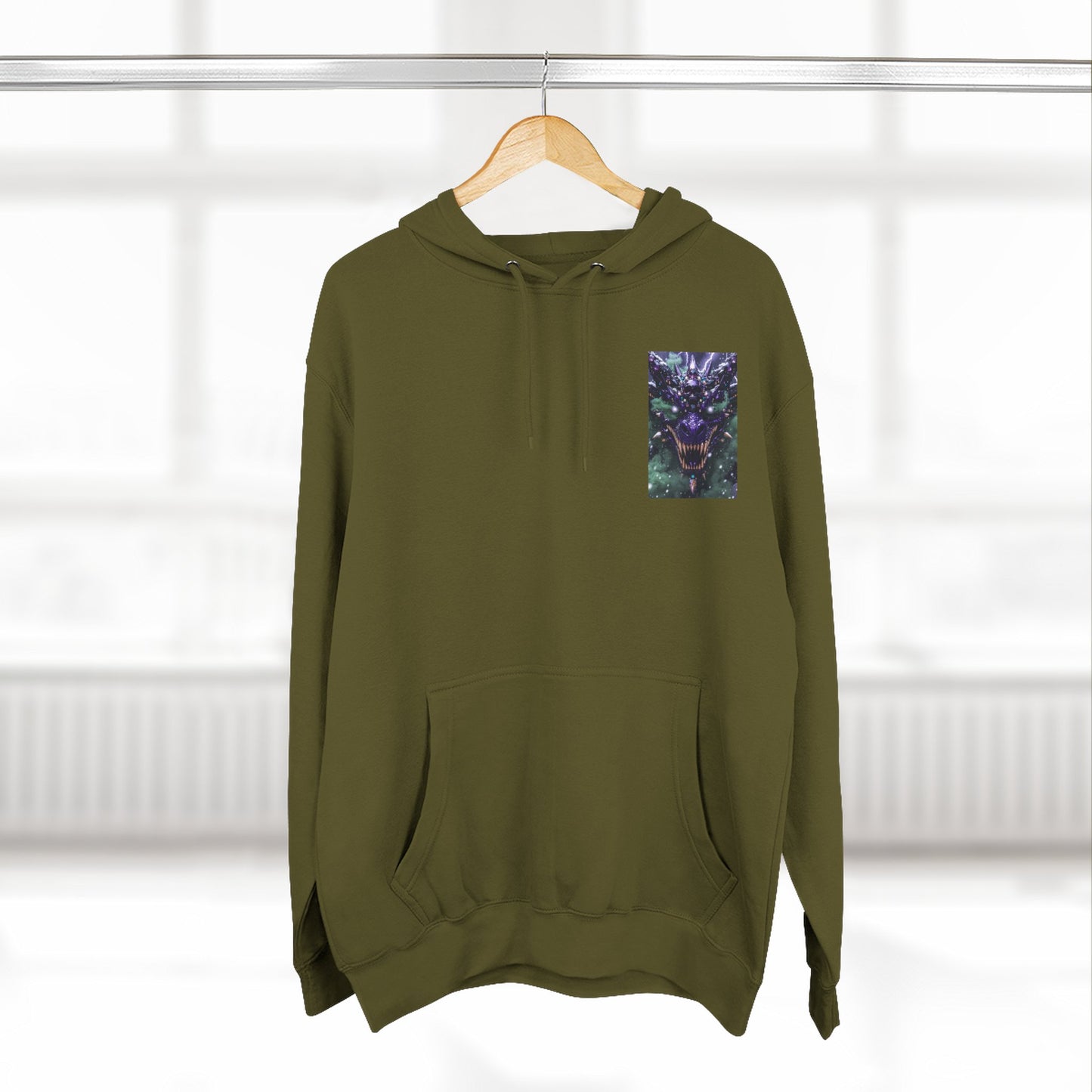 A Mystic Cosmic 🐉 Hoodie — Astral Galaxy Cat Chest Print Fleece Hoodie