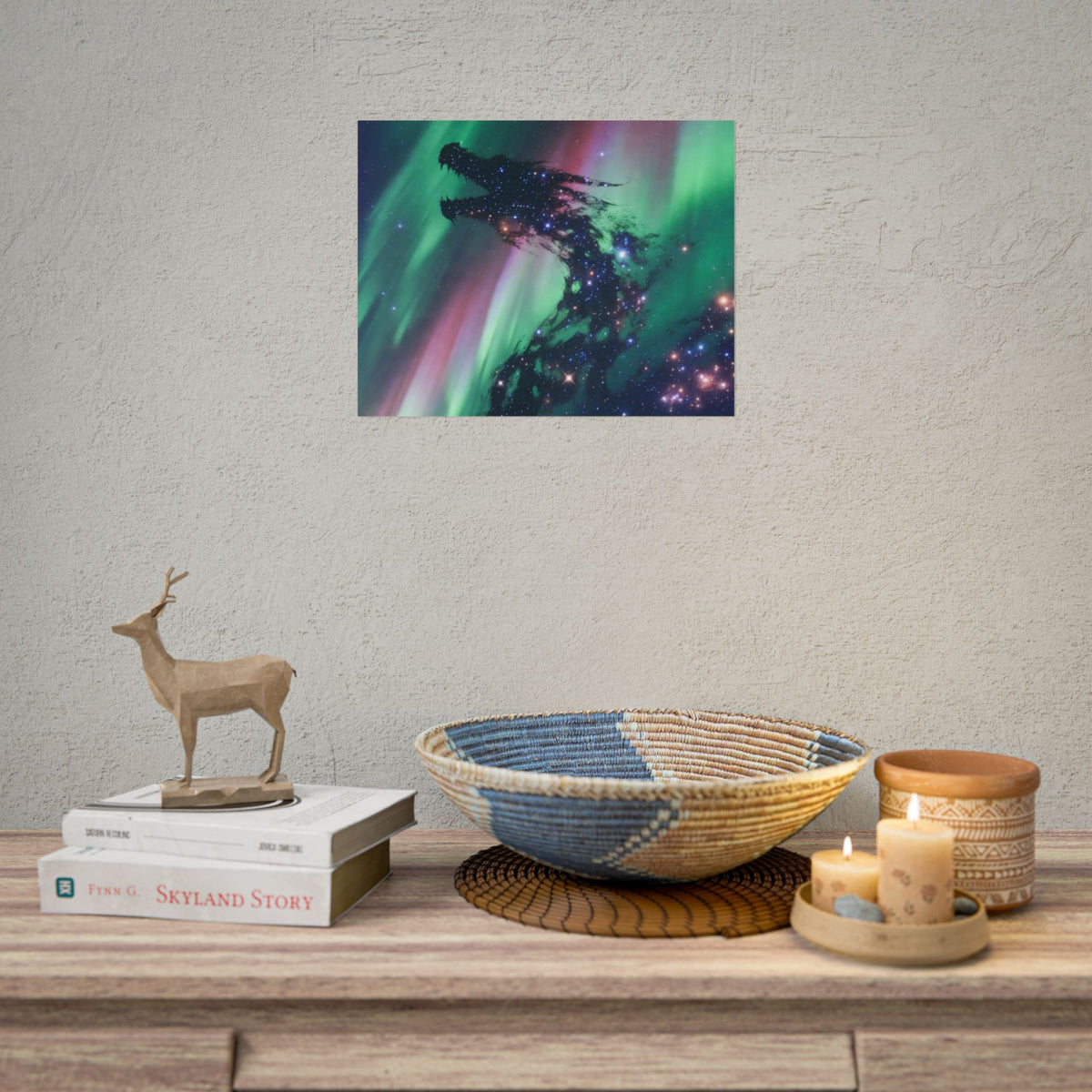Aurora Dragon Poster — Cosmic Northern Lights Wall Art (Rolled Poster)