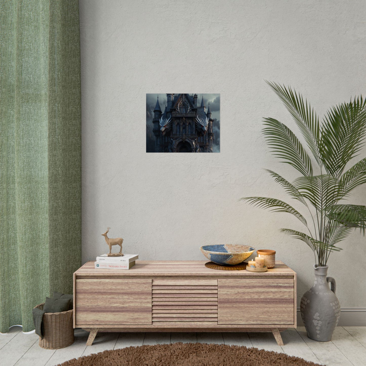 Gothic Dragon Castle Rolled Poster — Dark Fantasy Wall Art