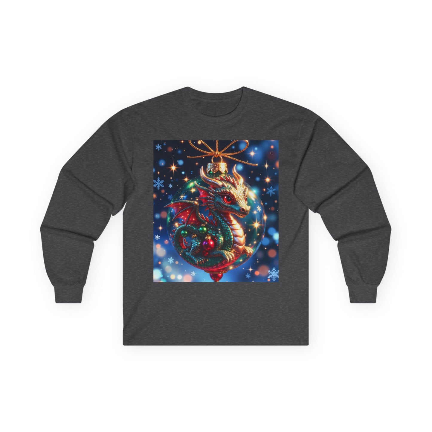 Christmas Dragon Heart Long Sleeve Tee — Festive Fantasy Christmas Dragon Design