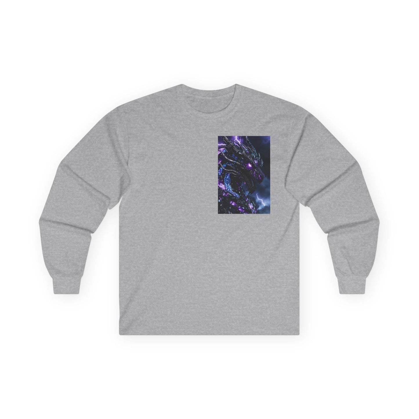 Cosmic Dragon Pocket Long Sleeve Tee — Neon Galaxy Illustration