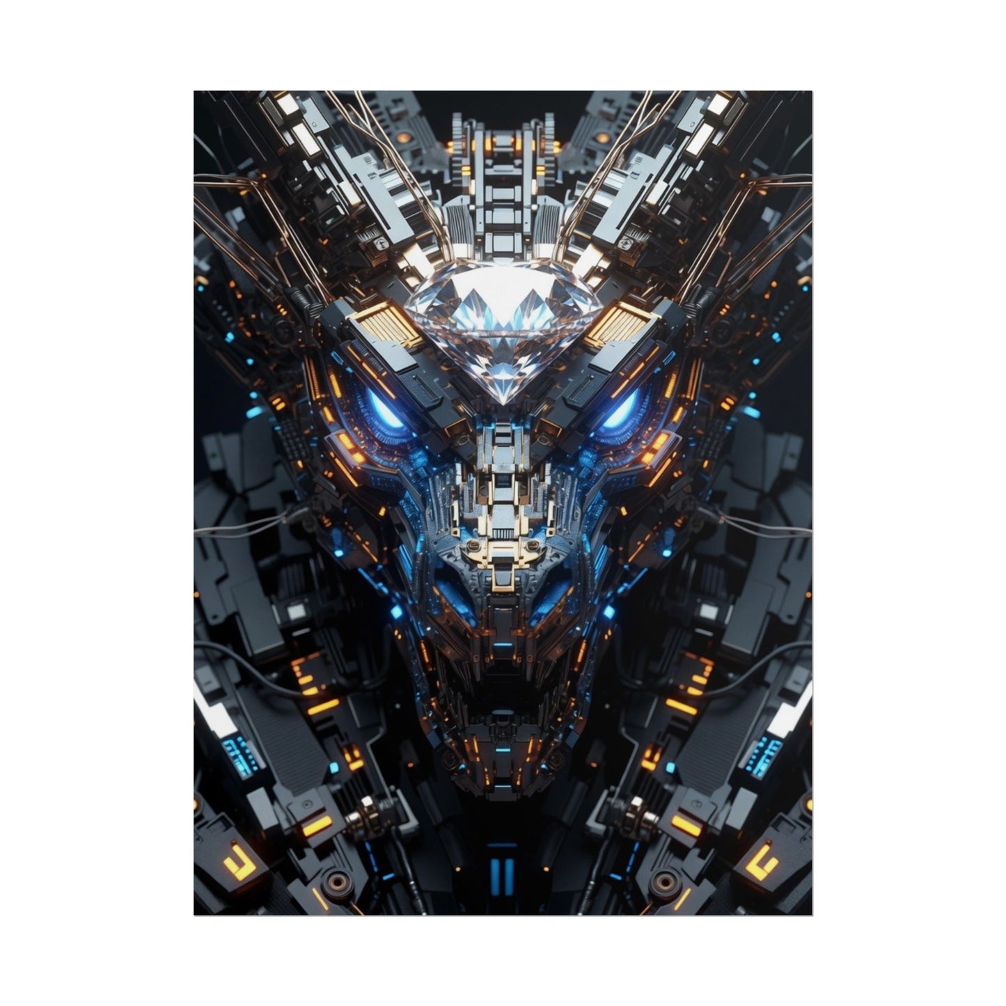 Futuristic Mech Dragon Poster – Cybernetic Robot Art Print